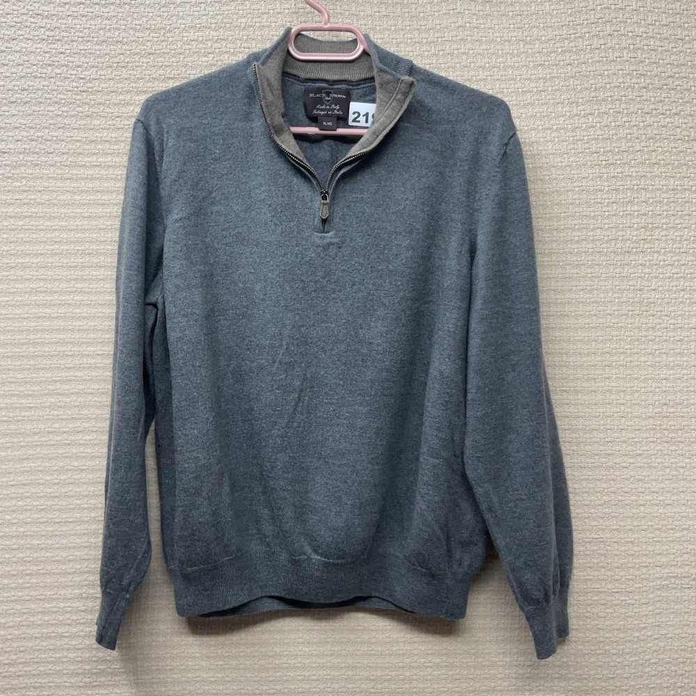 Vintage Black Brown 1826 Women's XL Gray‎ 1/3 Zip Wool Knit Preppy Minimalist
